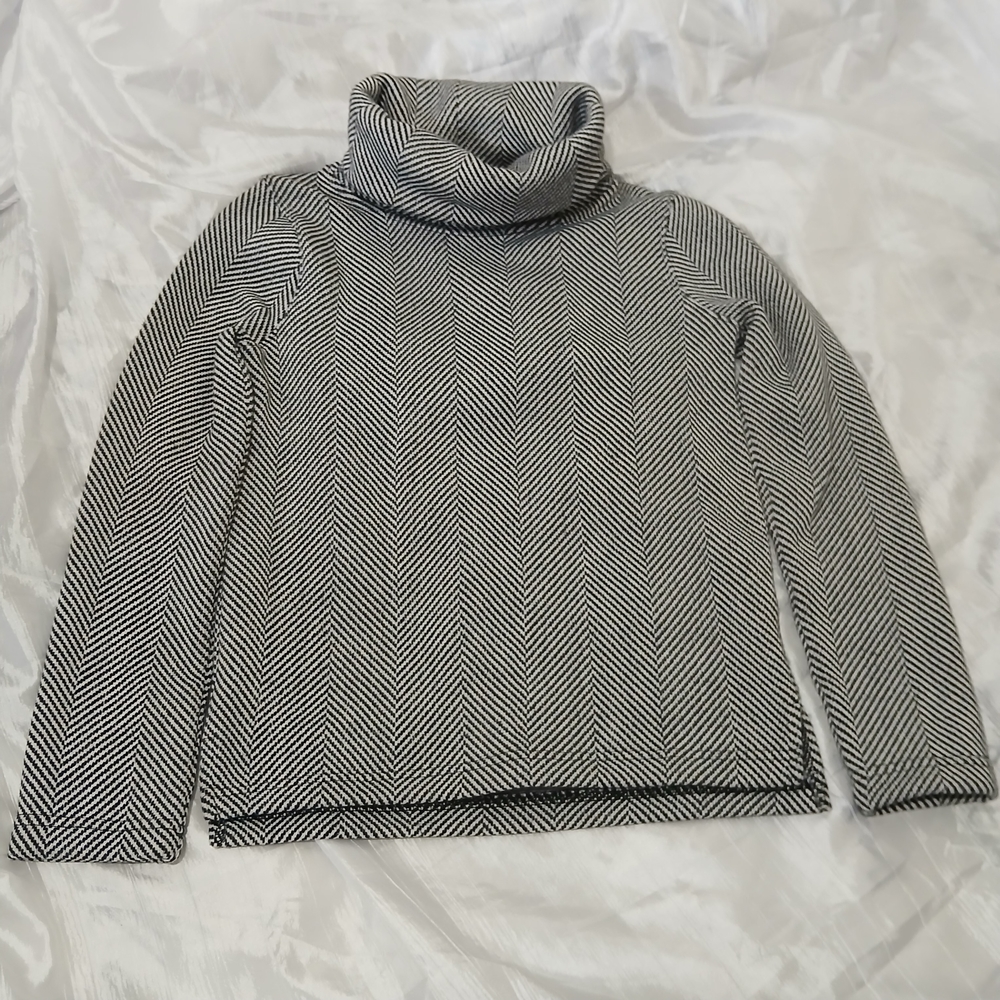 J. Crew Black and White Chevron Turtleneck Sweater